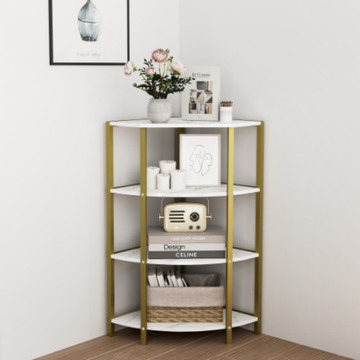 4-Tier Corner Open Shelf,Bookcase Freestanding Shelving Unit,Plant Stand Small Bookshelf For Living Room, Home Office, Kitchen, Small Space
