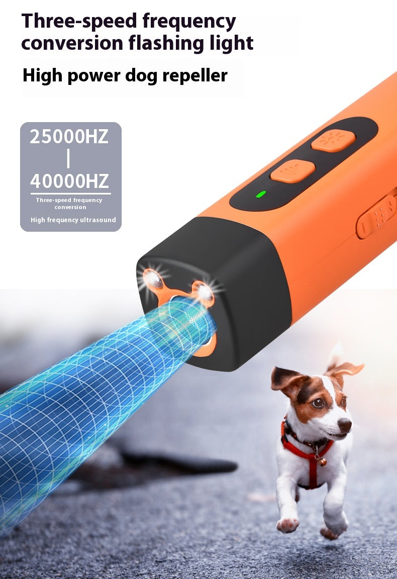 Pet Dog Repeller Ultrasonic Dog Training Device Rechargeable Anti Dog Bark Deterrent Device With LED Flashlight Pets Supplies