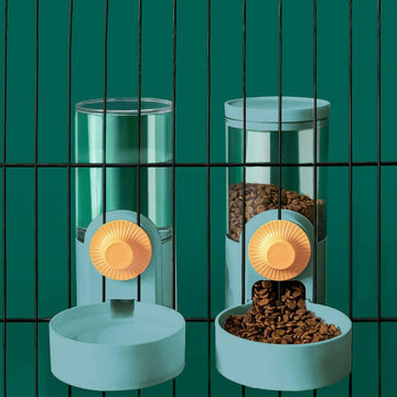Aquarius CiCi Dog Cage Automatic Feeder Set Food & Water Dispenser Hanging Bowls for Cage Crate Kennel (Green)