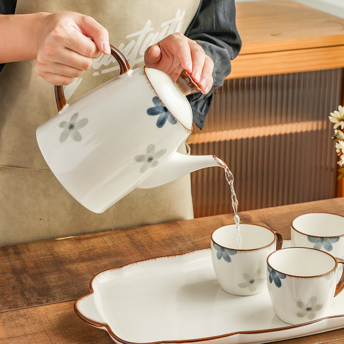 Underglaze Cup Suit Household Living Room Water Cup Water Pot Tea Set