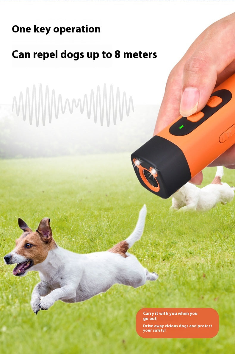 Pet Dog Repeller Ultrasonic Dog Training Device Rechargeable Anti Dog Bark Deterrent Device With LED Flashlight Pets Supplies