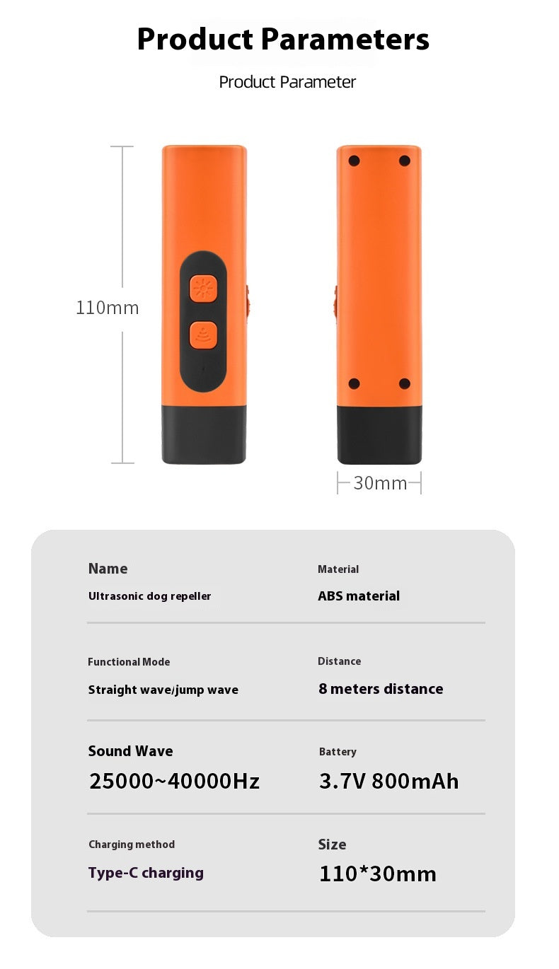 Pet Dog Repeller Ultrasonic Dog Training Device Rechargeable Anti Dog Bark Deterrent Device With LED Flashlight Pets Supplies