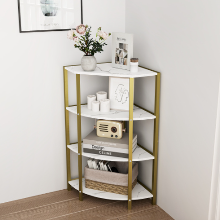 4-Tier Corner Open Shelf,Bookcase Freestanding Shelving Unit,Plant Stand Small Bookshelf For Living Room, Home Office, Kitchen, Small Space